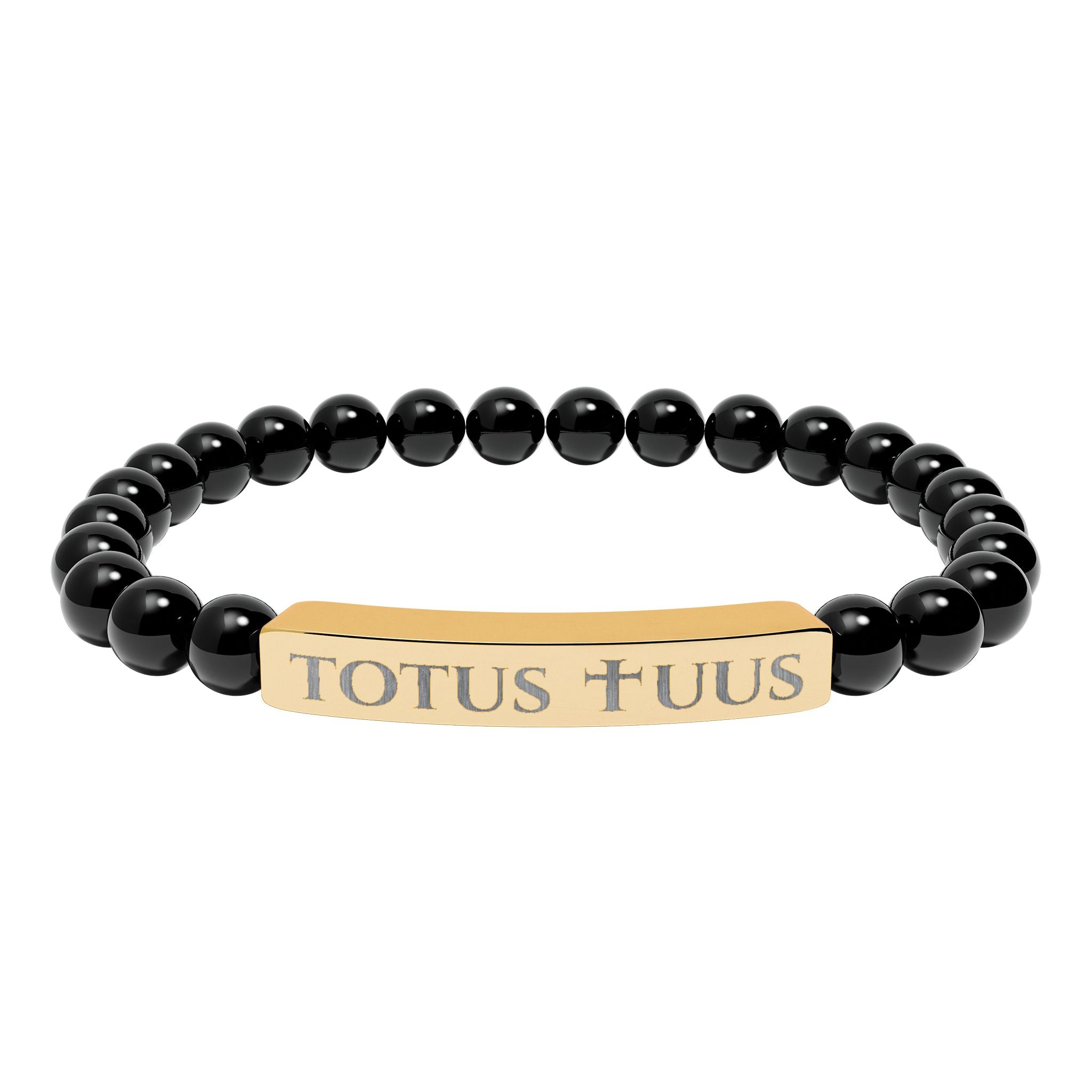 Natural Stone Stretch Bracelet – 'Totus Tuus' Bar