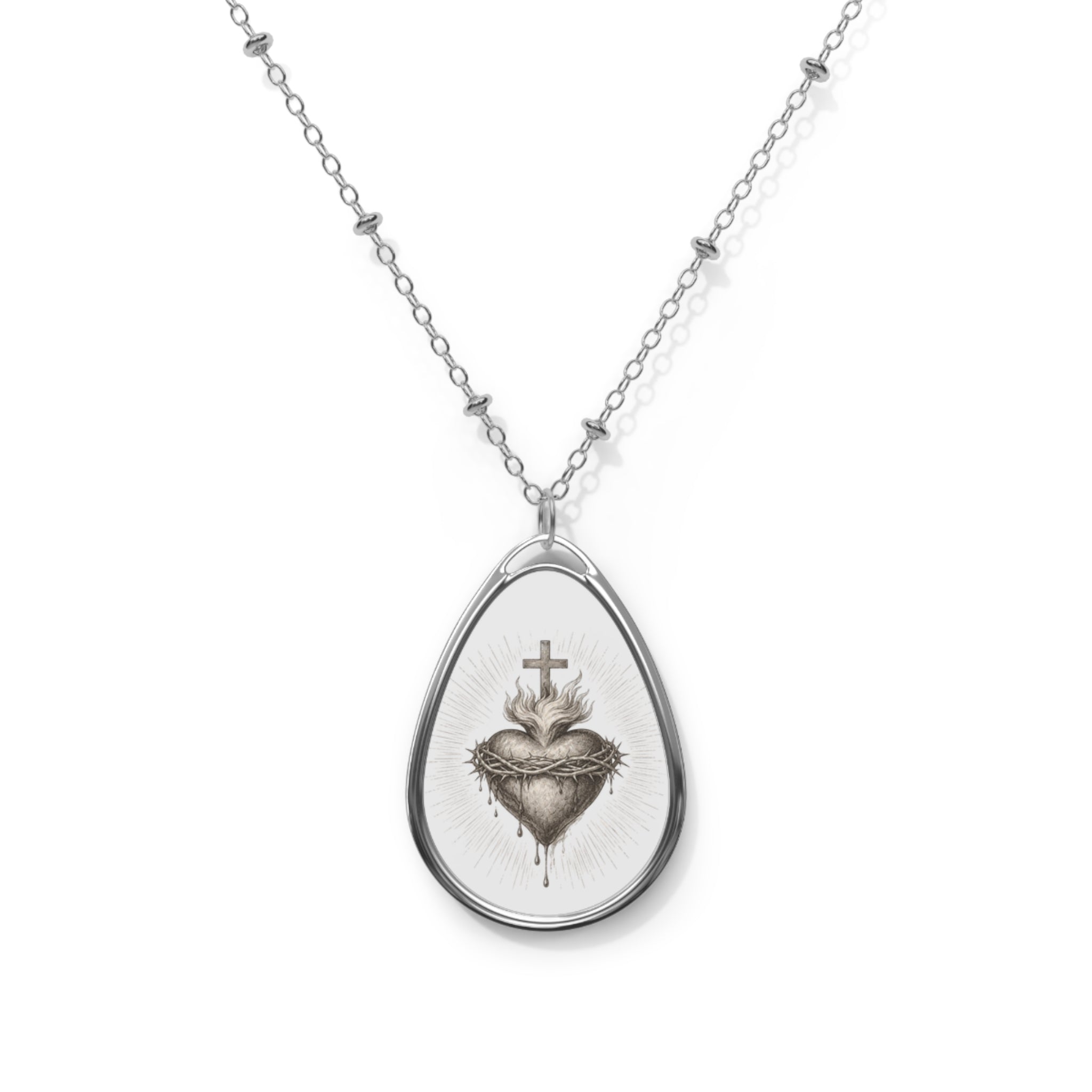 Sacred Heart Oval Pendant Jewelry