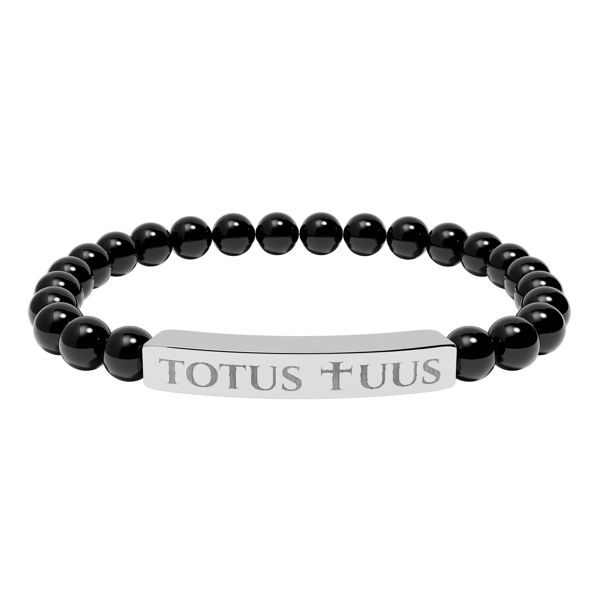 Natural Stone Stretch Bracelet – 'Totus Tuus' Bar