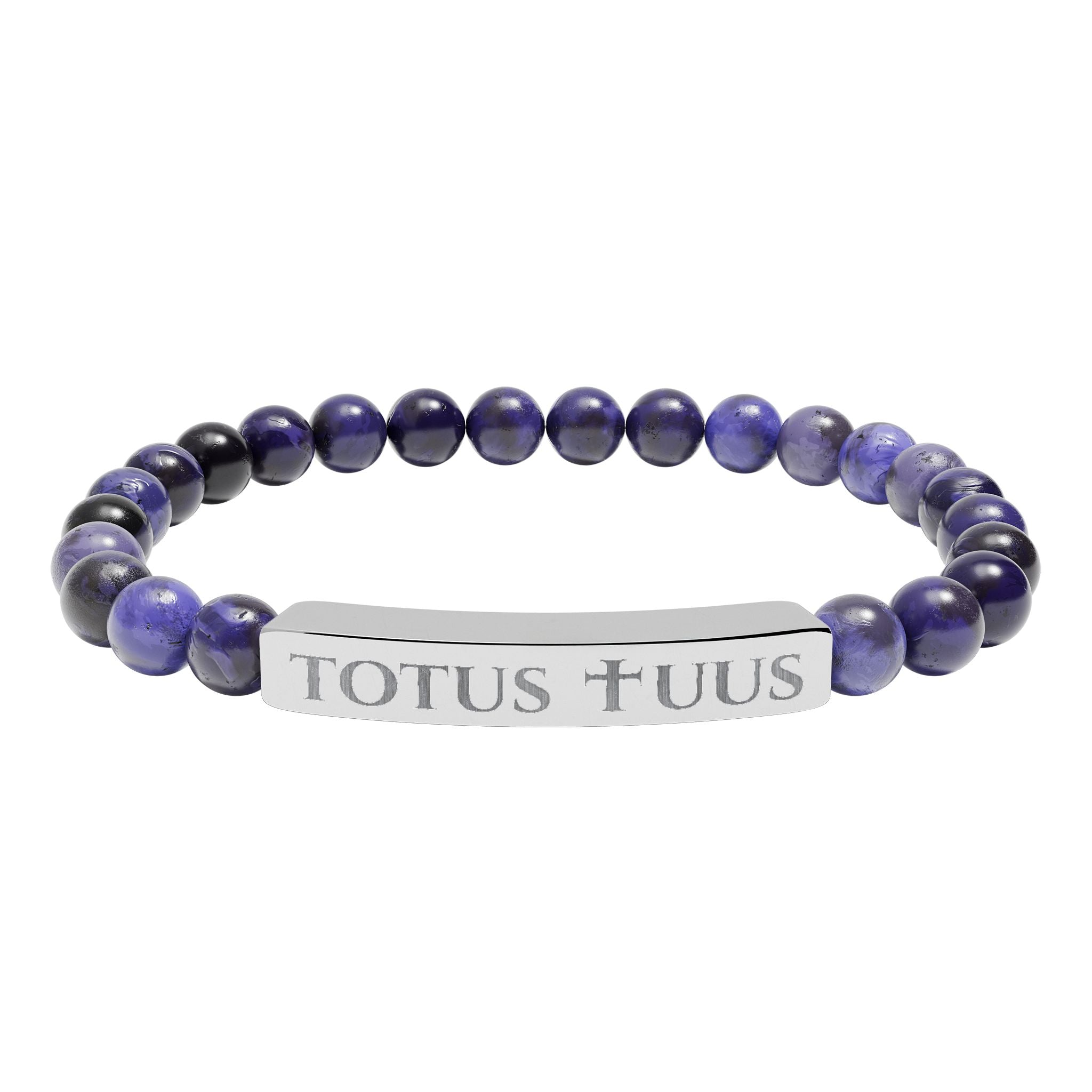 Natural Stone Stretch Bracelet – 'Totus Tuus' Bar