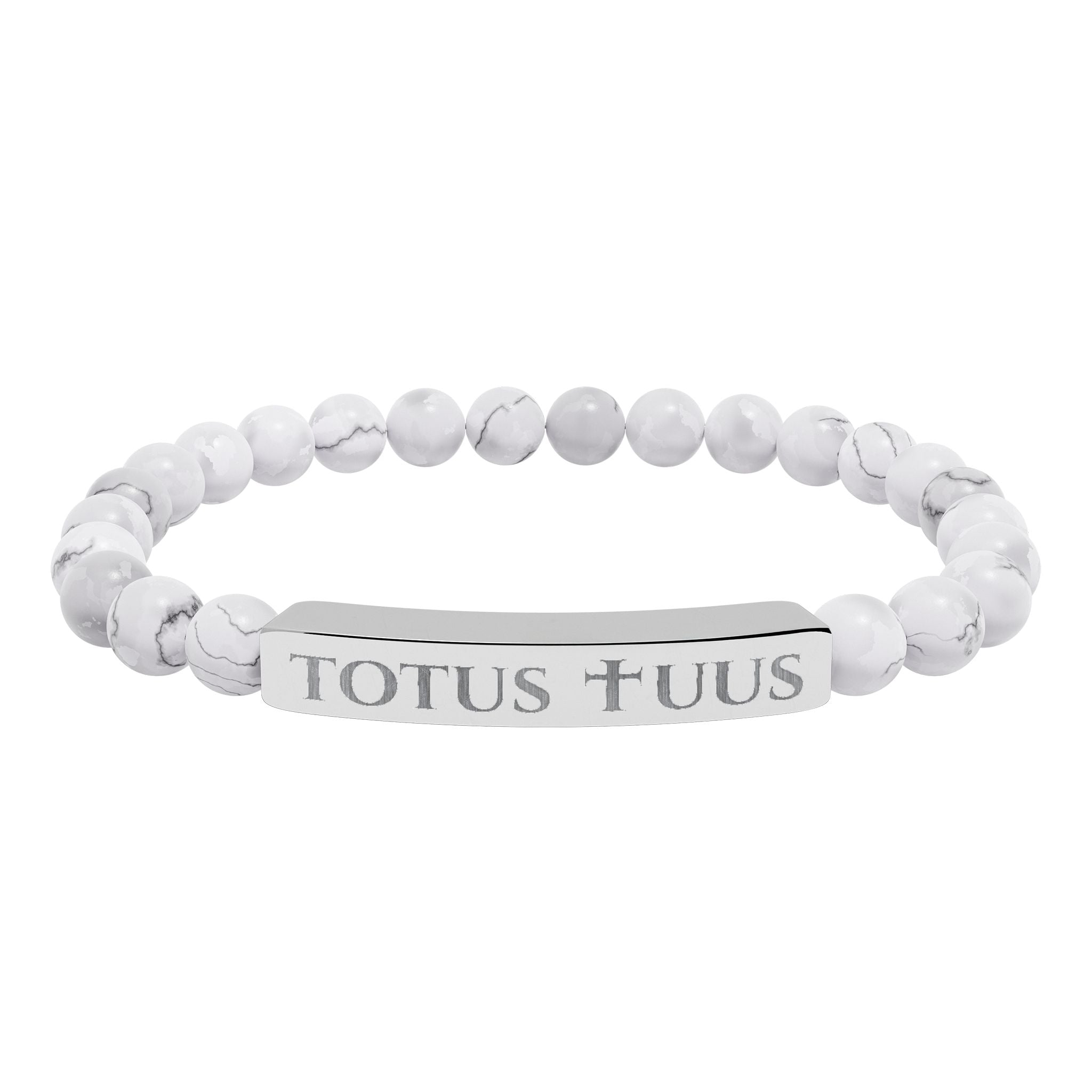 Natural Stone Stretch Bracelet – 'Totus Tuus' Bar