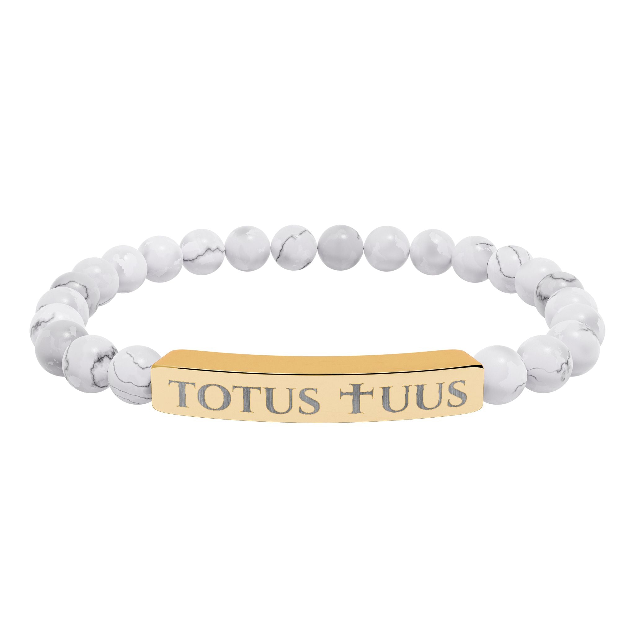 Natural Stone Stretch Bracelet – 'Totus Tuus' Bar