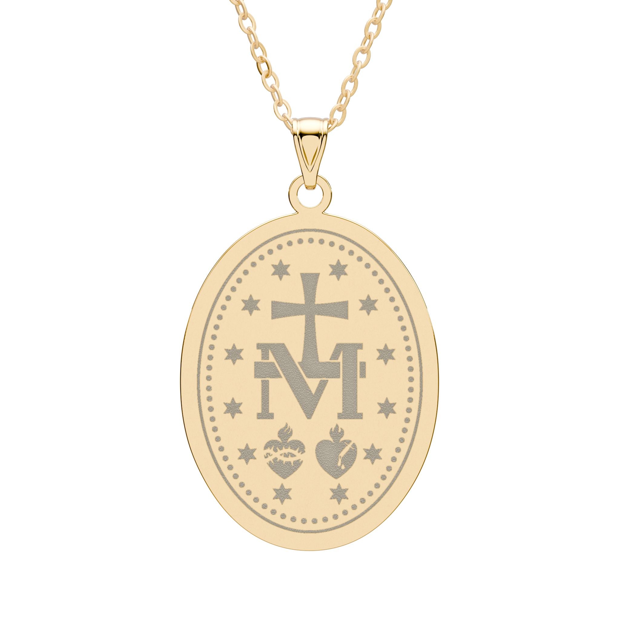 Oval Pendant - Miraculous Medal Style Religious Necklace