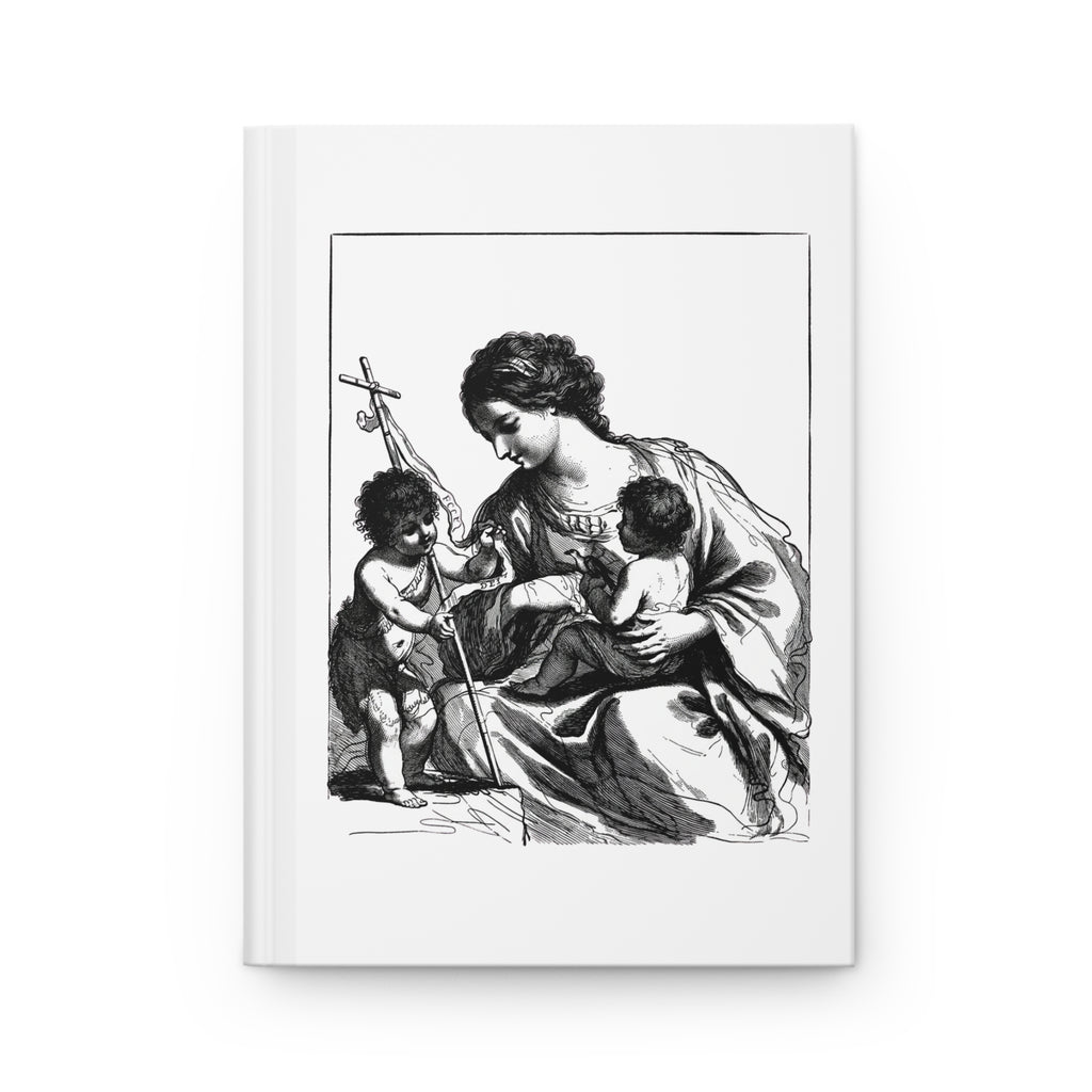 Religious Hardcover Journal — Madonna & Child Illustration, JMJ Monogram