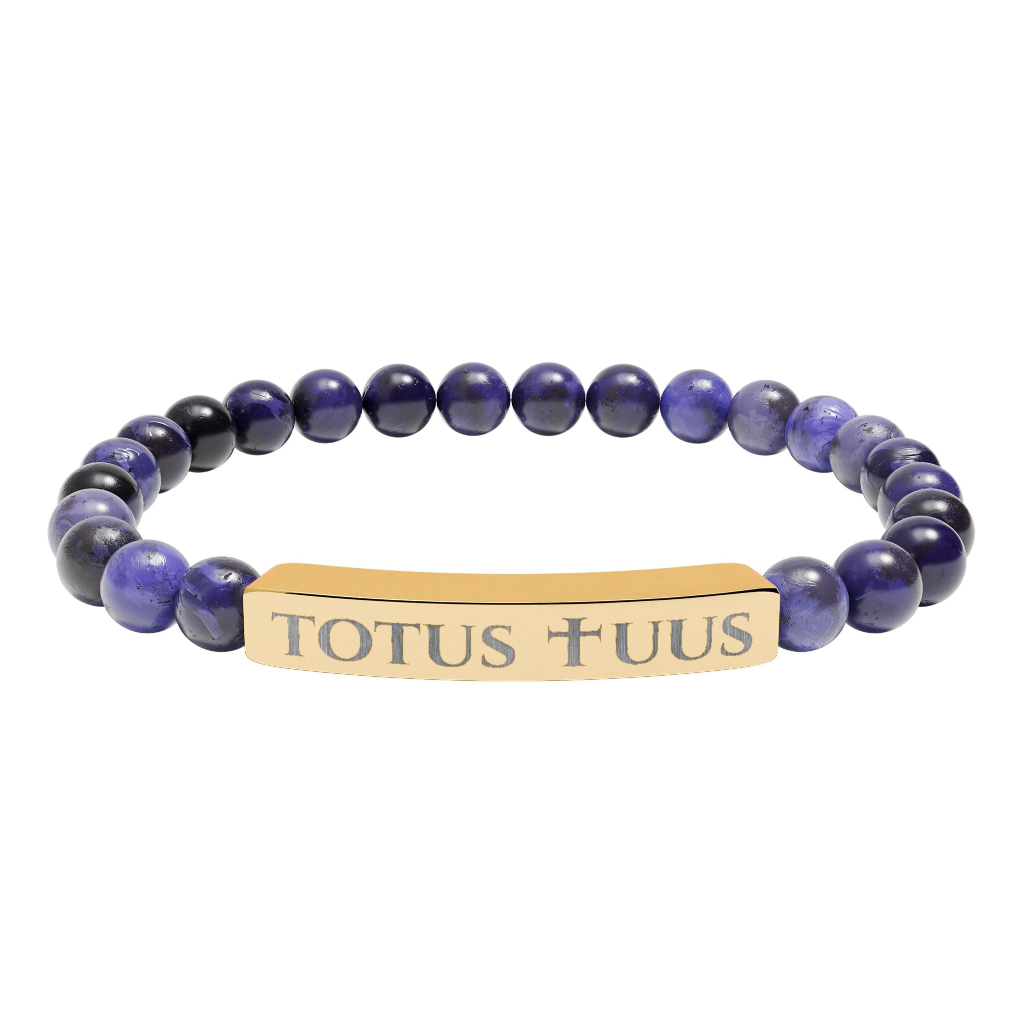 Natural Stone Stretch Bracelet – 'Totus Tuus' Bar
