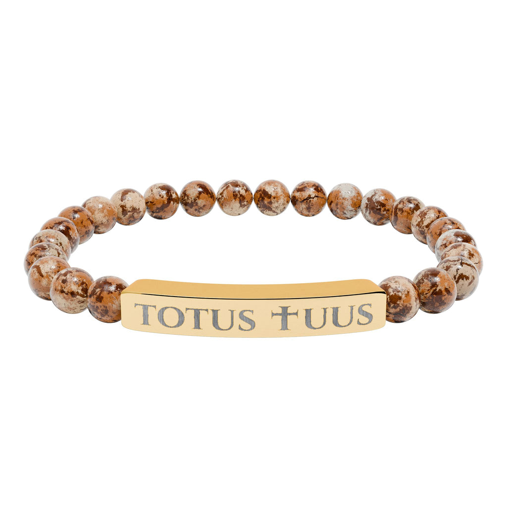 Natural Stone Stretch Bracelet – 'Totus Tuus' Bar
