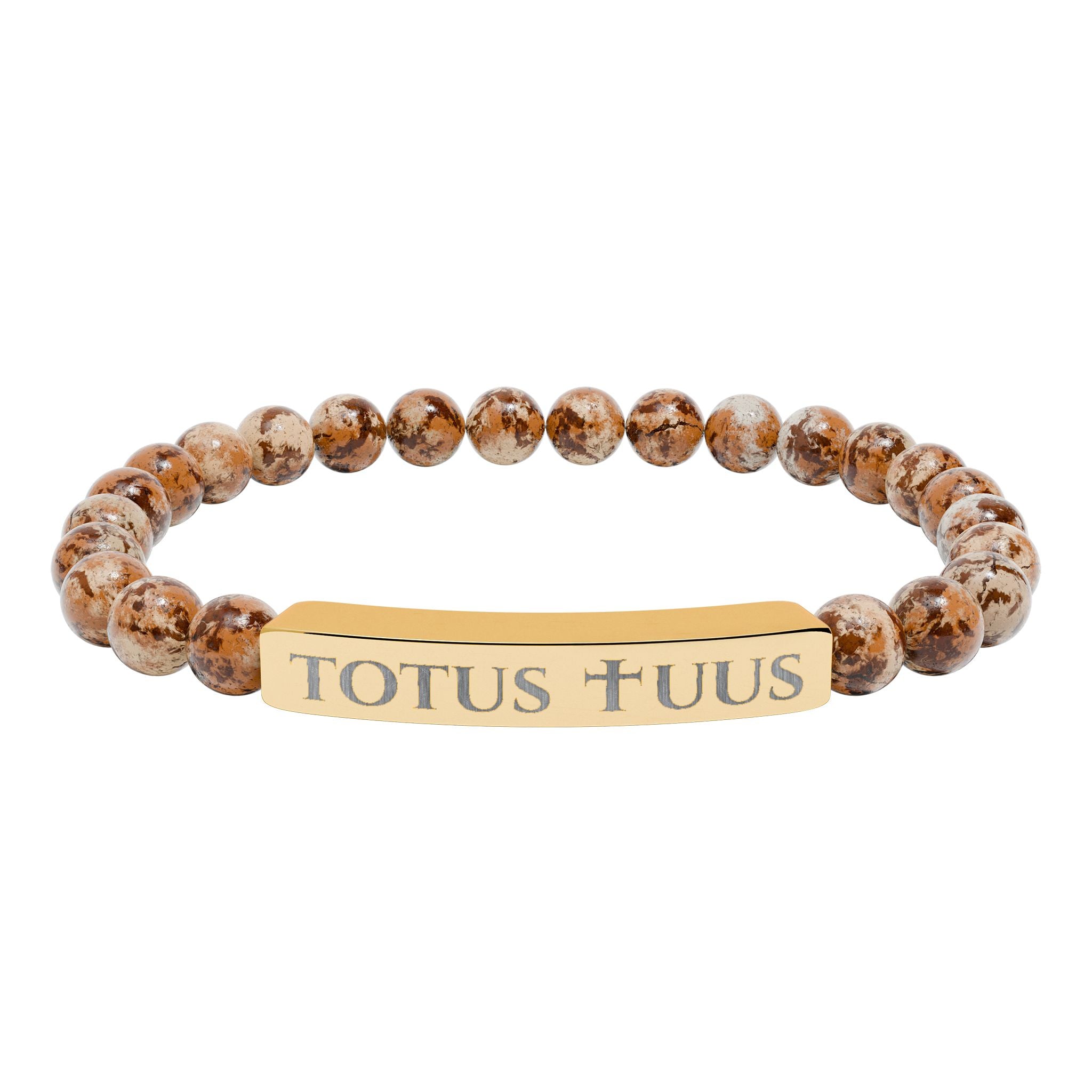 Natural Stone Stretch Bracelet – 'Totus Tuus' Bar