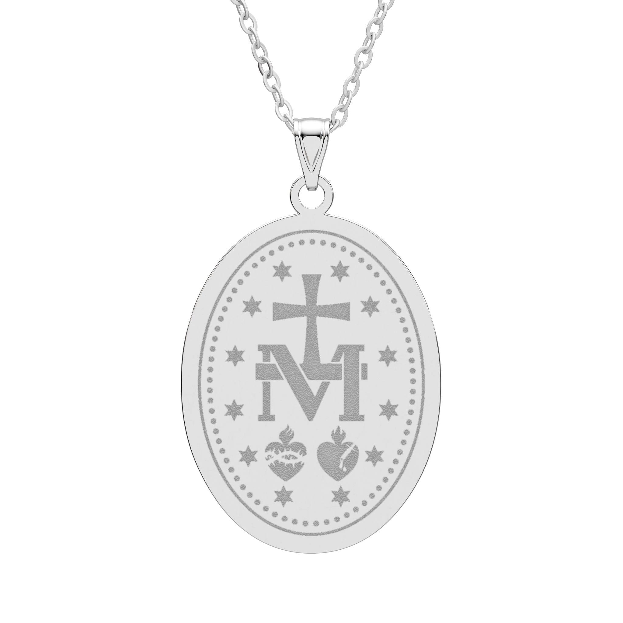 Oval Pendant - Miraculous Medal Style Religious Necklace