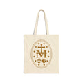 Catholic Marian Canvas Tote Bag — Miraculous Medal & Sacred Symbols Cotton Tote