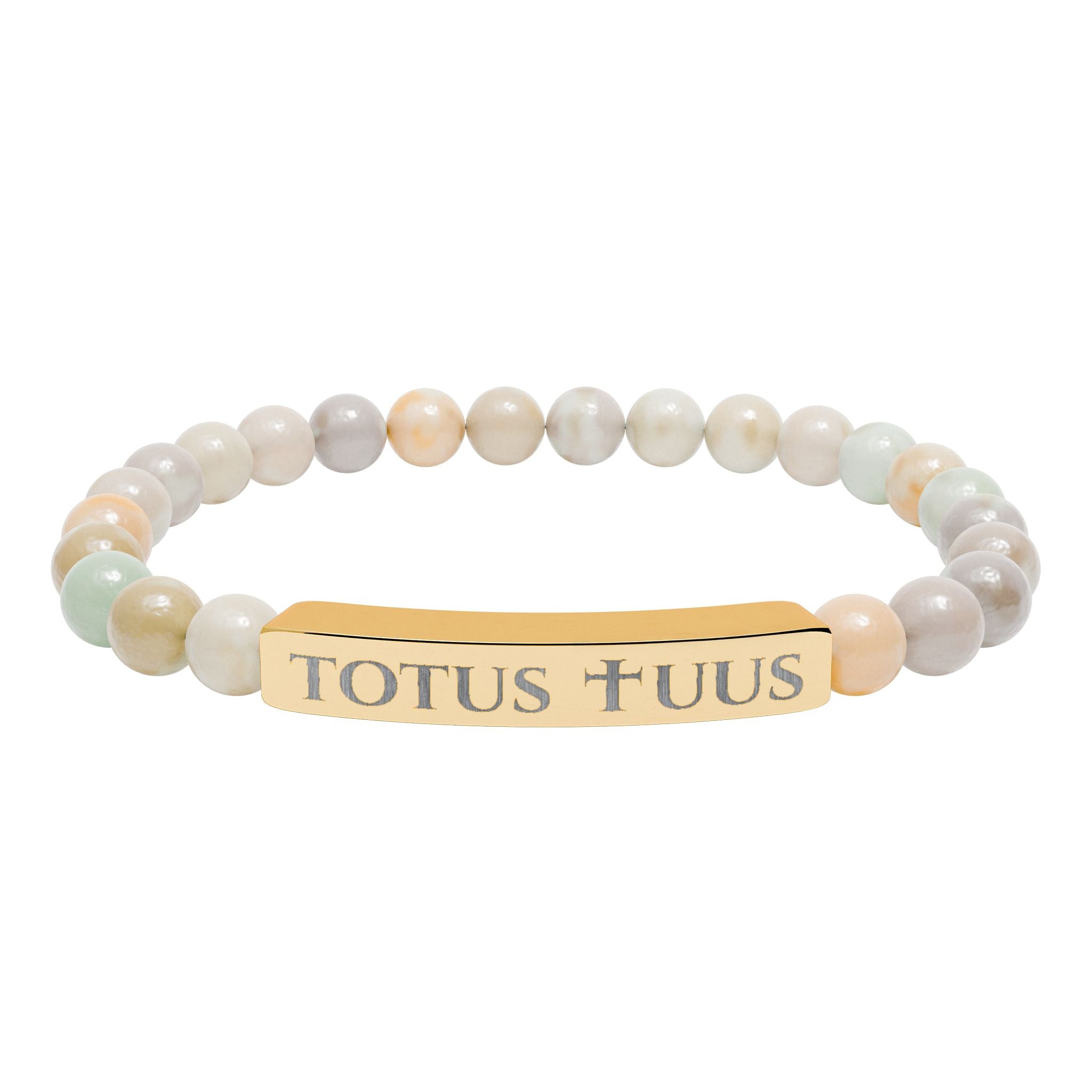 Natural Stone Stretch Bracelet – 'Totus Tuus' Bar