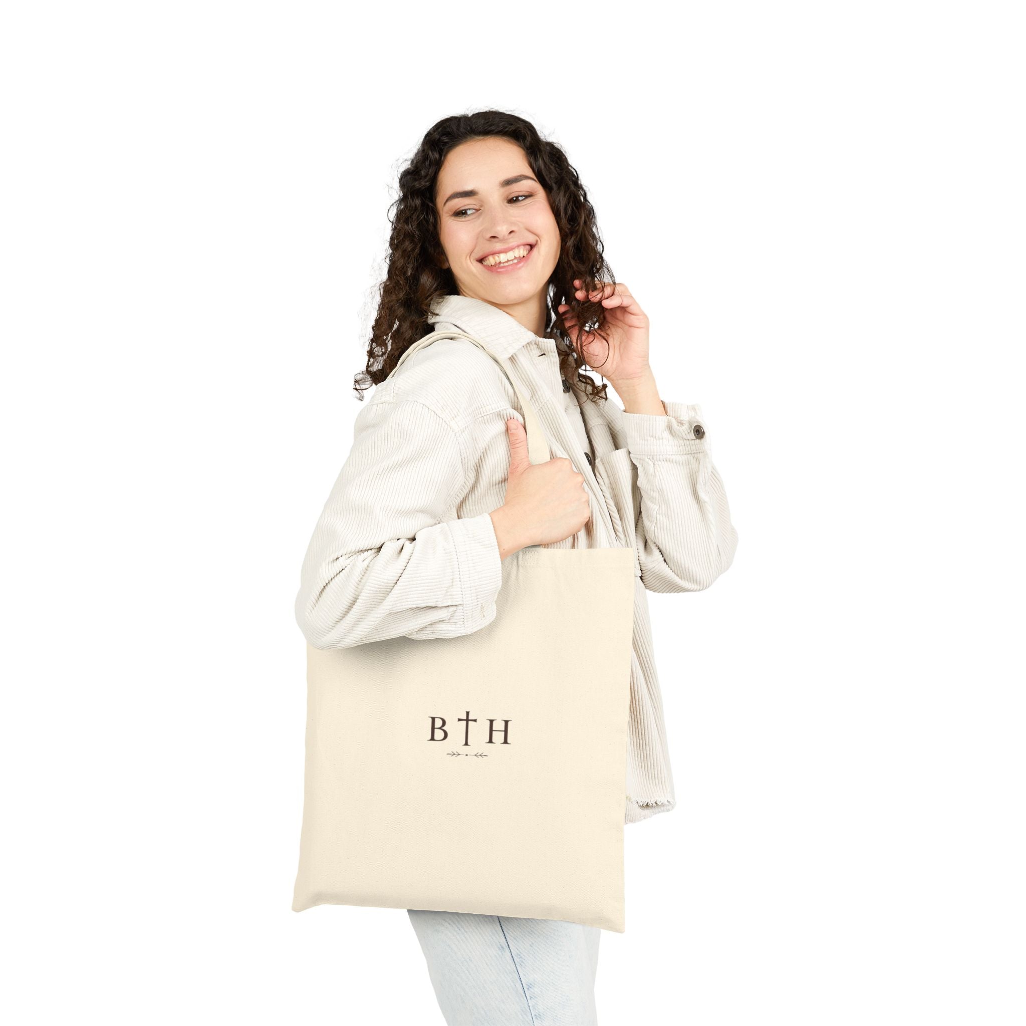 Madonna with Jesus & John the Baptist Cotton Canvas Tote — Religious Classic Art Shoulder Bag