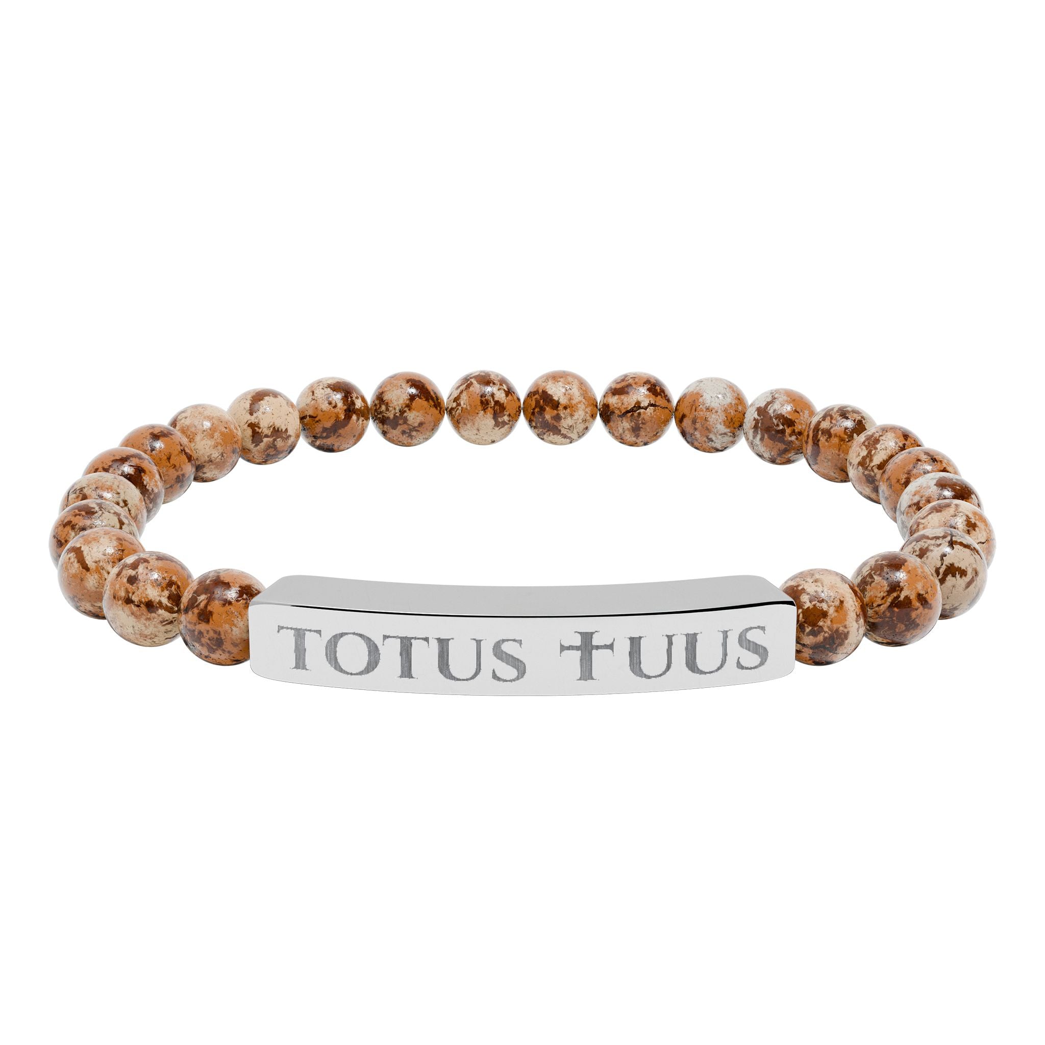 Natural Stone Stretch Bracelet – 'Totus Tuus' Bar
