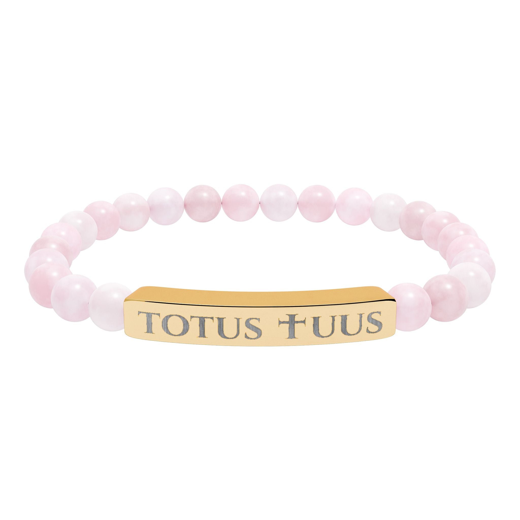 Natural Stone Stretch Bracelet – 'Totus Tuus' Bar