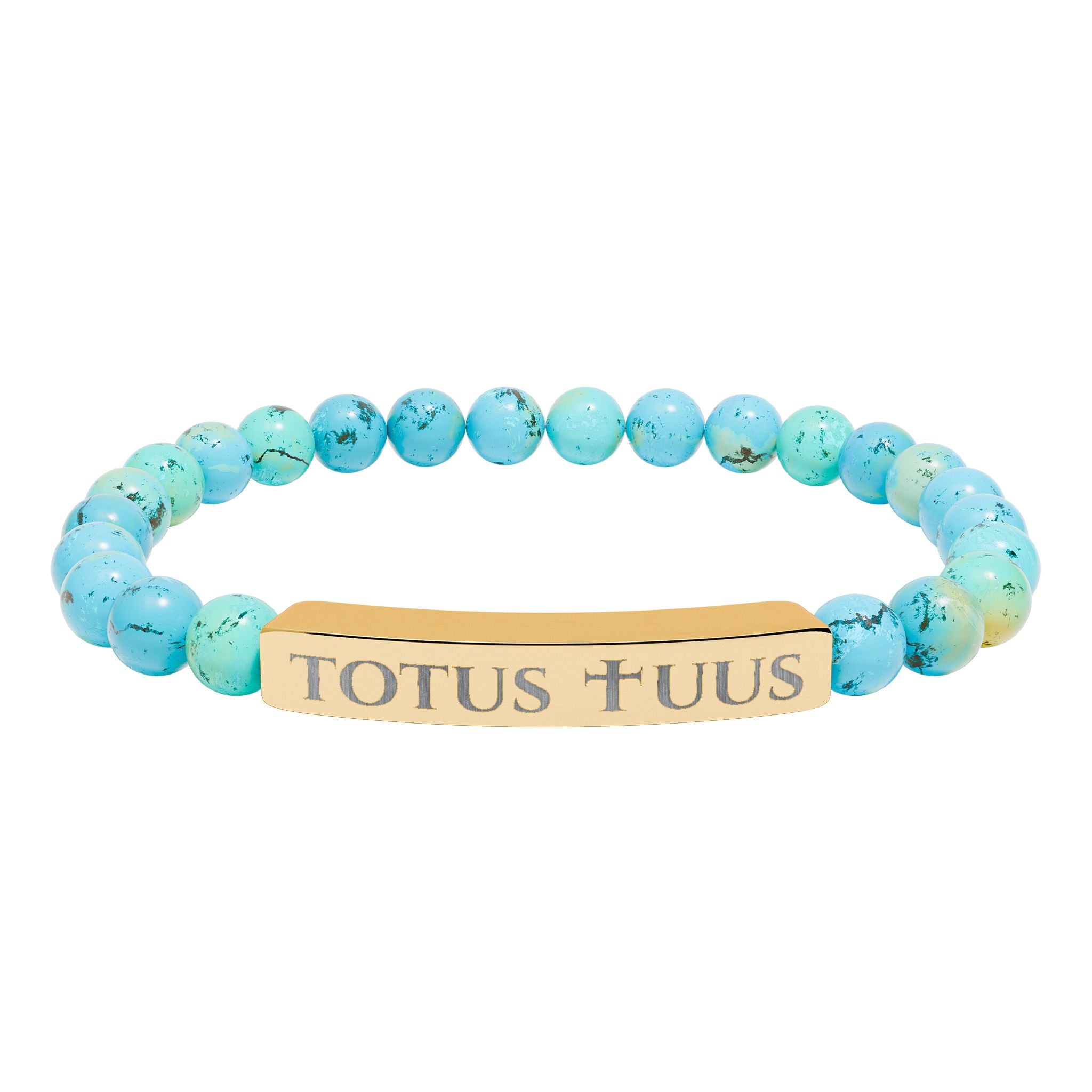 Natural Stone Stretch Bracelet – 'Totus Tuus' Bar