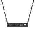 Cutout Cross Bar Necklace — 'Totus Tuus' Pendant